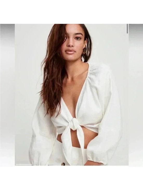 Wilfred Tops - Women's White Tie-Front Blouse